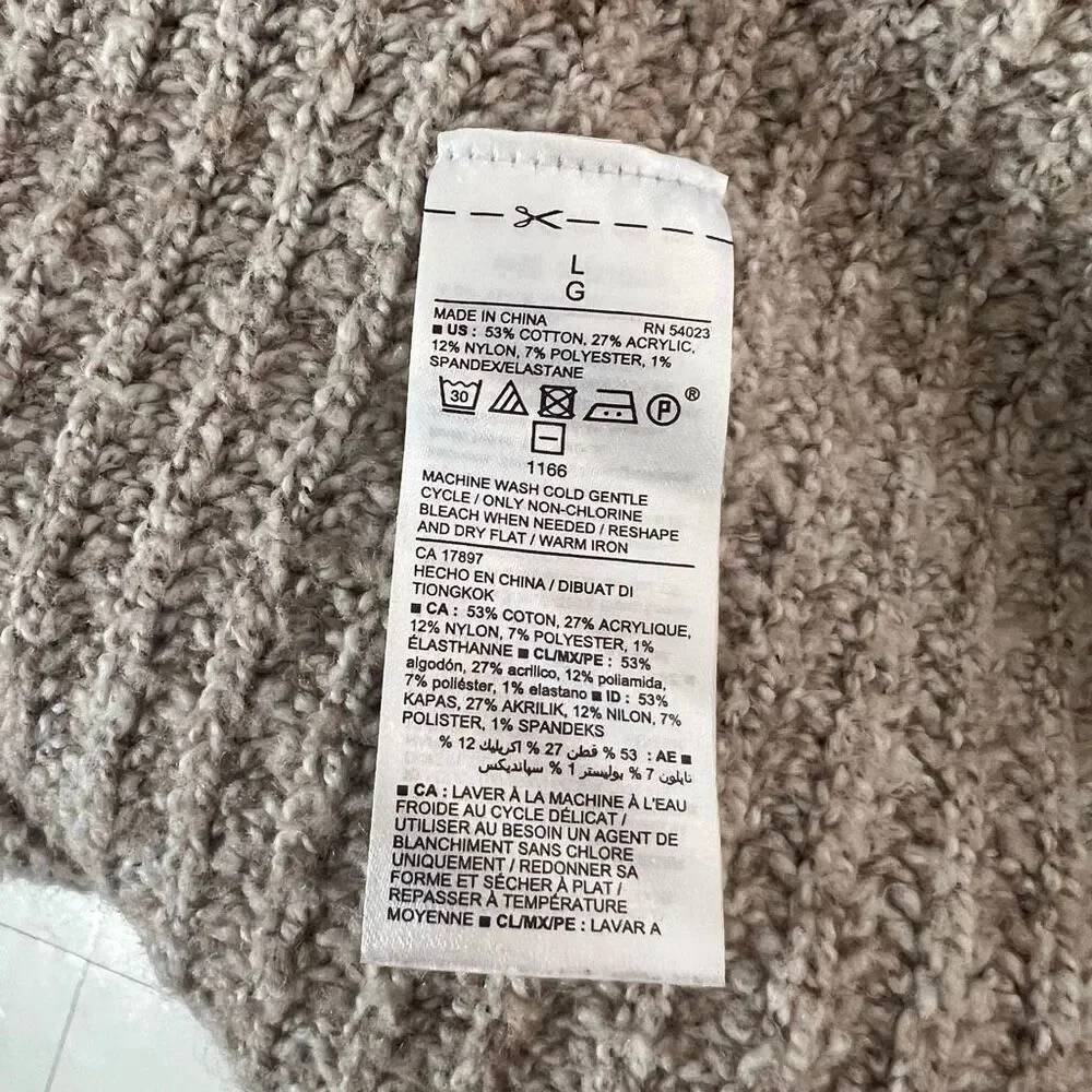 Old Navy Tan Waterfall Open Front Ribbed Sleeveless Cardigan Sweater Vest Large
